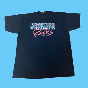80s Vintage Black Graphic Funny Grandpa Rocks Short sleeve shirt